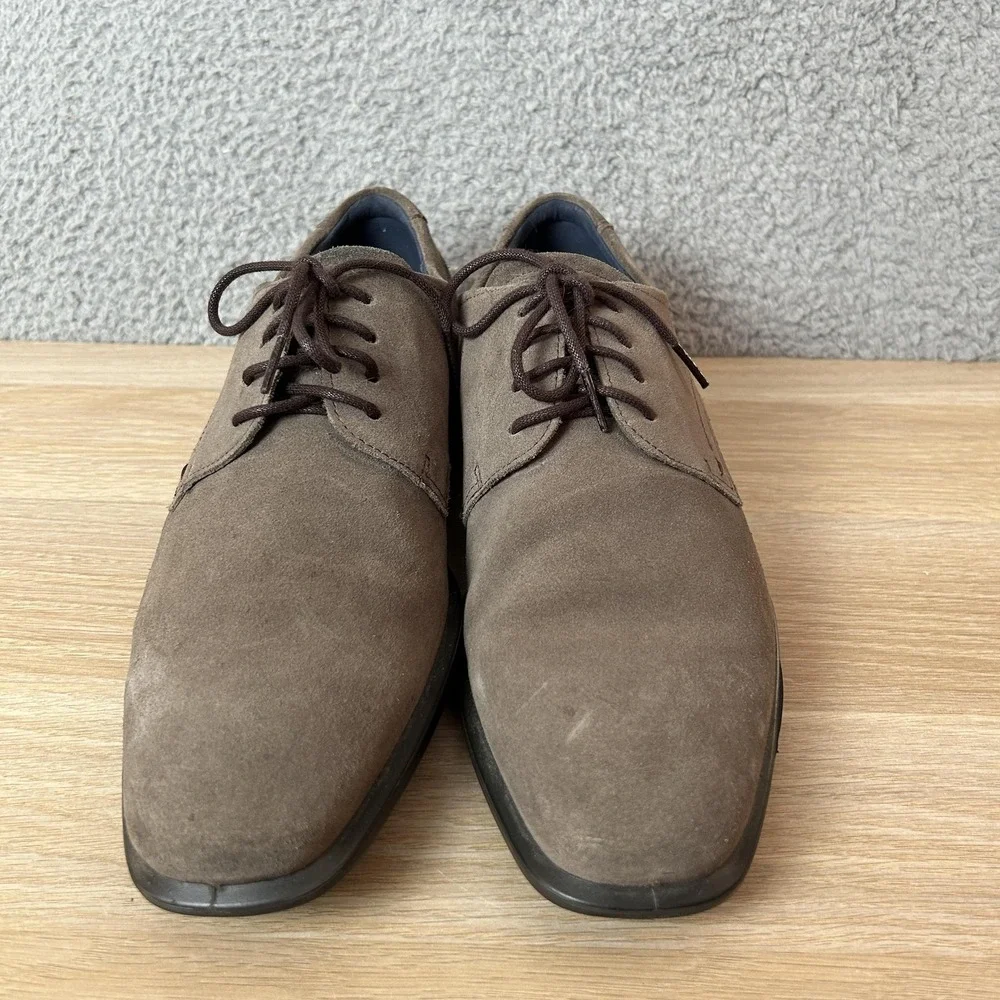 ECCO Shoes‎ Mens Size 44 Suede Leather Dress Lace Up Comfort Shock Point Sole